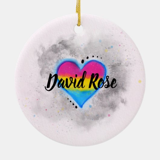 LGBTパンセクシャルバイセクシャルプライド国旗のクリスマス セラミックオーナメント (裏面)