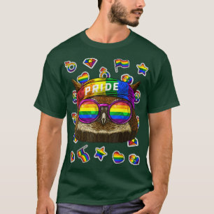 LGBTフクロウゲイプライド月夜鳥獣虹 Tシャツ