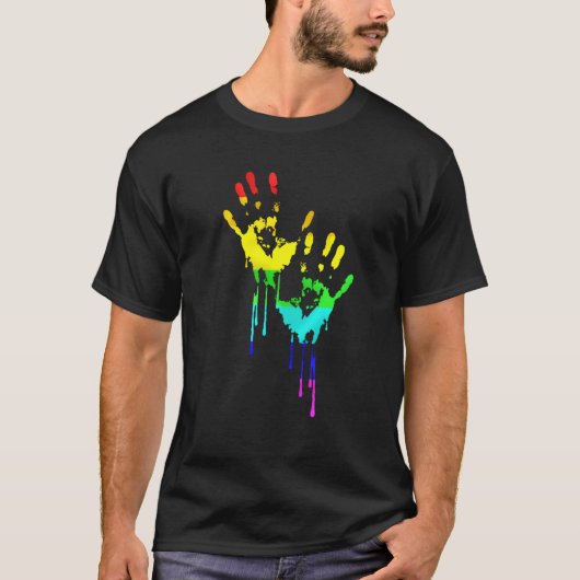 LgbtフラインボーシャツLgbtプライド血ハンズテ Tシャツ (正面)