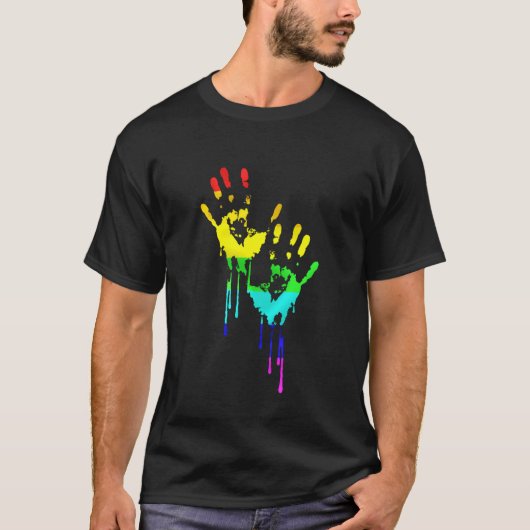 LgbtフラインボーシャツLgbtプライド血ハンズテ Tシャツ (正面)