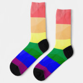 LGBTフラグの虹色のラインの幾何学メッシュパターン ソックス (左)