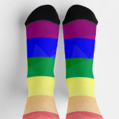 LGBTフラグの虹色のラインの幾何学メッシュパターン ソックス (上部)