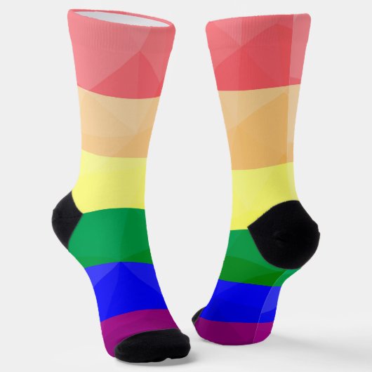 LGBTフラグの虹色のラインの幾何学メッシュパターン ソックス (傾斜あり)