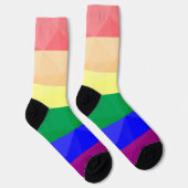 LGBTフラグの虹色のラインの幾何学メッシュパターン ソックス (右)