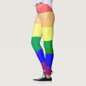LGBTフラグの虹色の線の幾何学模様 レギンス (左)