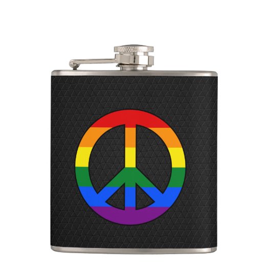 LGBTフラグピースサインフラスコ フラスク (正面)