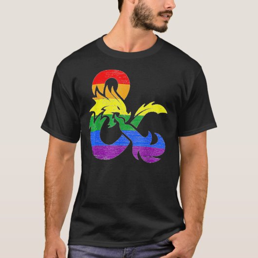 LGBTフラグプライドの役割がD20 DnDゲームRPG GIFを支払う Tシャツ (正面)