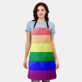 LGBTフラグ虹の線の幾何学的メッシュパターン エプロン (着用した状態)