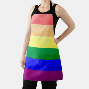 LGBTフラグ虹の線の幾何学的メッシュパターン エプロン
