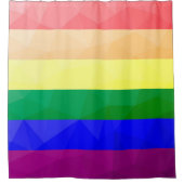 LGBTフラグ虹の線の幾何学的メッシュパターン シャワーカーテン (正面)