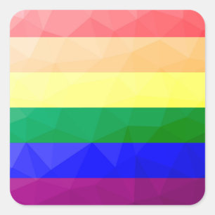 LGBTフラグ虹の線の幾何学的メッシュパターン スクエアシール