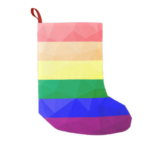 LGBTフラグ虹の線の幾何学的メッシュパターン スモールクリスマスストッキング