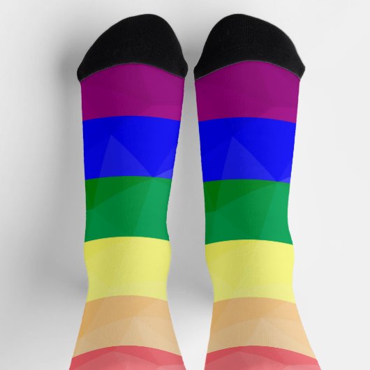 LGBTフラグ虹の線の幾何学的メッシュパターン ソックス (上部)