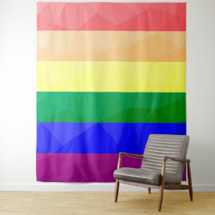 LGBTフラグ虹の線の幾何学的メッシュパターン タペストリー