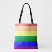 LGBTフラグ虹の線の幾何学的メッシュパターン トートバッグ (正面)