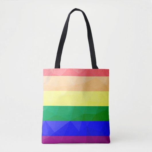 LGBTフラグ虹の線の幾何学的メッシュパターン トートバッグ (正面)