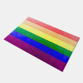 LGBTフラグ虹の線の幾何学的メッシュパターン ドアマット (アングル)