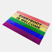 LGBTフラグ虹の線の幾何学的メッシュパターン ドアマット (アングル)