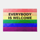 LGBTフラグ虹の線の幾何学的メッシュパターン ドアマット (正面)