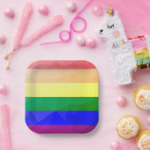 LGBTフラグ虹の線の幾何学的メッシュパターン ペーパープレート (パーティー)