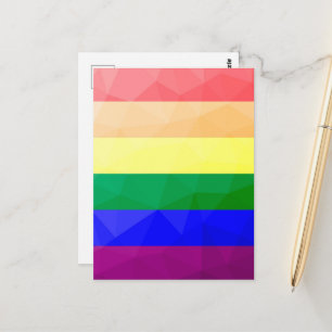 LGBTフラグ虹の線の幾何学的メッシュパターン ポストカード