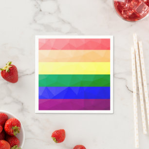 LGBTフラグ虹線のジオメトリックメッシュパターン スタンダードカクテルナプキン