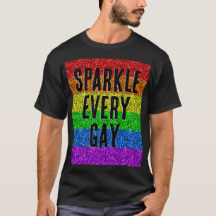 LGBTフラグ輝くスパークルゲイのテキストをカスタマイズ Tシャツ