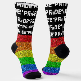 LGBTフラグ ビブラント ギラギラ スパークル パターン プライド ソックス