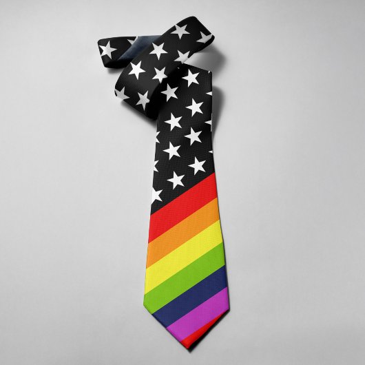 LGBTフラッグカラーのアメリカ国旗の星 ネクタイ