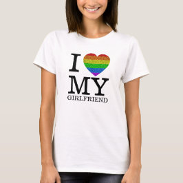 LGBTフラッグハート付きバレンタインデーギフト「私の彼女が大好き」 Tシャツ