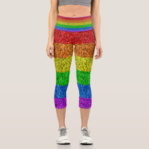 LGBTフラッグ鮮やかレインボーグリッター輝き カプリレギンス