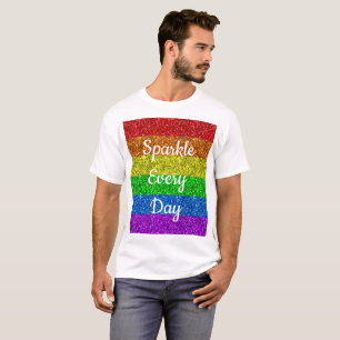 LGBTフラッグ ビブラント スパークル エブリデイ テキスト カスタマイズ Tシャツ