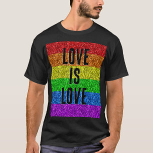 LGBTフラッグ ビブラント スパークル ラブ テキスト カスタマイズ Tシャツ