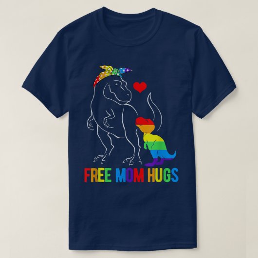 LGBTフリー母ハグ恐竜Re Mamasaurus Ally Rai Tシャツ (デザイン正面)