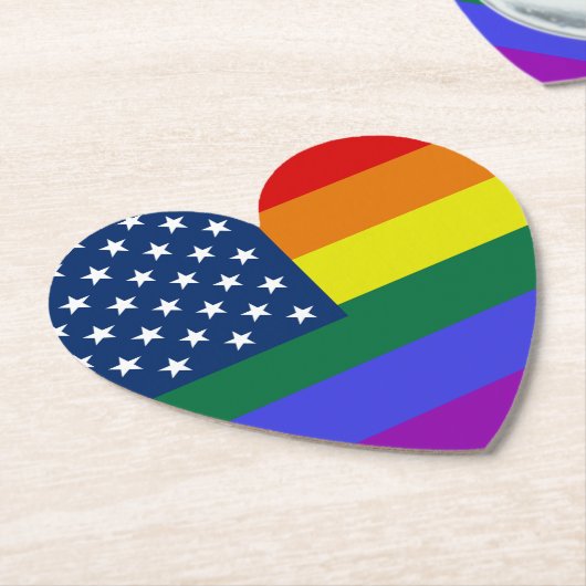 LGBTプライドアメリカ国旗と星 ペーパーコースター (アングル)