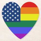 LGBTプライドアメリカ国旗と星 ペーパーコースター (正面)