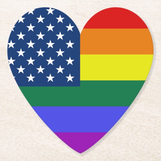 LGBTプライドアメリカ国旗と星 ペーパーコースター (正面)