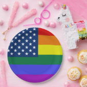 LGBTプライドアメリカ国旗と星 ペーパープレート (パーティー)