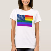LGBTプライドアメリカ国旗と星 Tシャツ (正面)