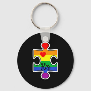 LGBTプライドカップルのバレンタインデザイン 恋人とお揃いのレインボーギフト キーホルダー