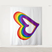 LGBTプライドカラフルレインボーフラッグハートゲイラブ タペストリー (正面)