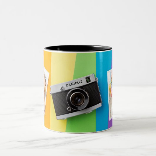 LGBTプライドゲイレズビアンの写真パーソナライズされた名 ツートーンマグカップ (中央)