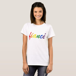 LGBTプライドゲイレズビアンフィアンス結婚ズレインボー文字 Tシャツ