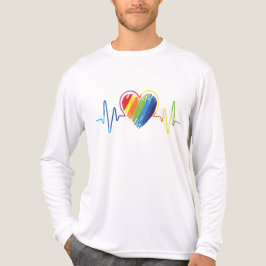 LGBTプライドゲイレズビアンモダンレインボーハートビート トライブレンドＴシャツ