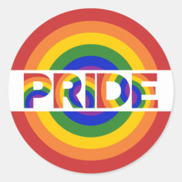 LGBTプライドサイケデリック幾何学虹ブルズアイ ラウンドシール