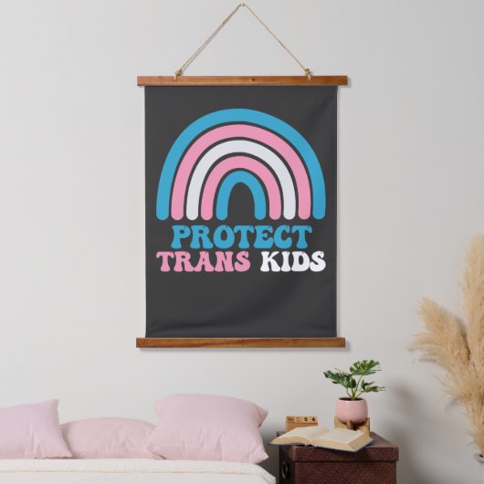 LGBTプライドサポー保護トTrans Kids 吊り下げ型タペストリー (寝室)