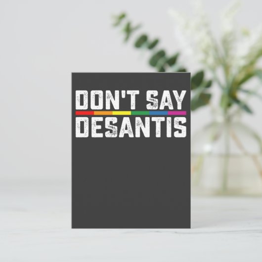 LGBTプライドデサンティス語らないゲイレズビアン インビテーションポストカード (スタンド正面)