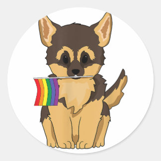 LGBTプライドドイツの羊飼い犬レインボー旗ゲイル ラウンドシール