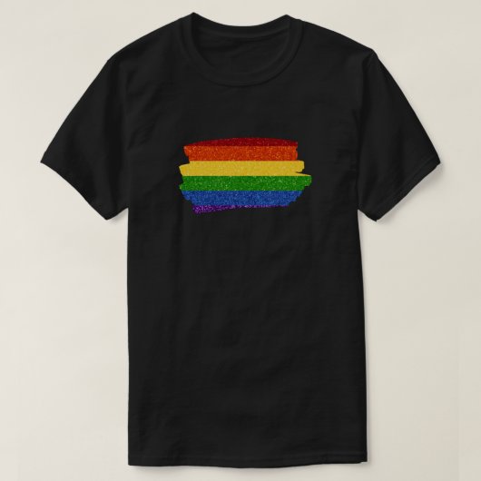 LGBTプライドフラグレインボーグリッター落書き Tシャツ (デザイン正面)