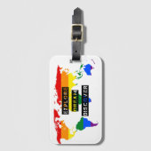 LGBTプライドフラグワールドマップラゲージタグタイポグラフィ ラゲッジタグ (正面縦)
